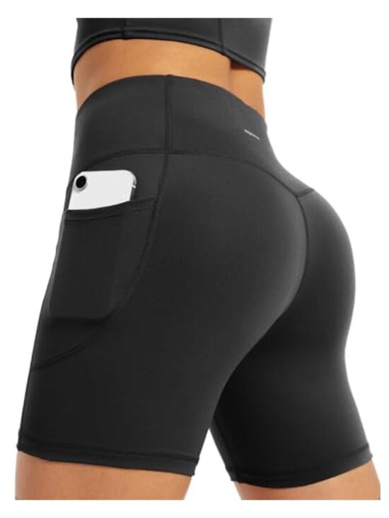 Pants - High Waisted Yoga Shorts 6" Workout Shorts with Pockets No Front Seam